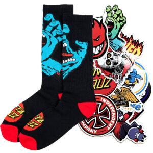 SANTA CRUZ CALZINI screaming hand black & 20 stickers skateboard