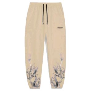 PHOBIA ARCHIVE PANTALONE TUTA BEIGE BLACK LIGHTNING
