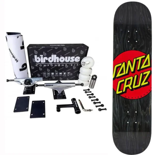 SKATEBOARD COMPLETO DA ASSEMBLARE CON KIT BIRDHOUSE & TAVOLA SANTA CRUZ DOT