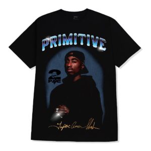 PRIMITIVE SKATEBOARDING T-SHIRT LOOSE FIT SHINE X 2PAC BLACK