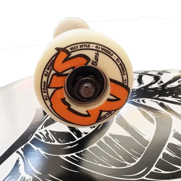 Skateboard professionale montato a mano Ollie Trick SKELETON WHITE + 20 stickers free - immagine 6