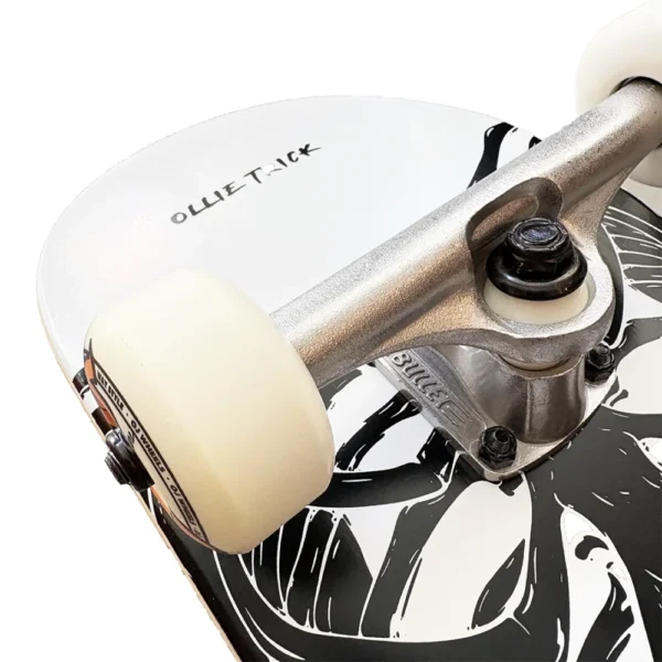 Skateboard professionale montato a mano Ollie Trick SKELETON WHITE + 20 stickers free - immagine 5