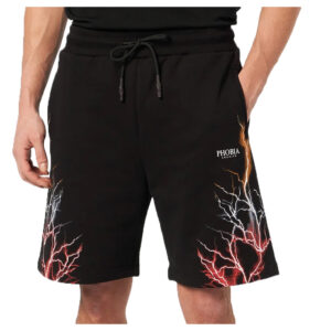 PHOBIA ARCHIVE PANTALONCINI CORTI FULMINI RED GREY ORANGE