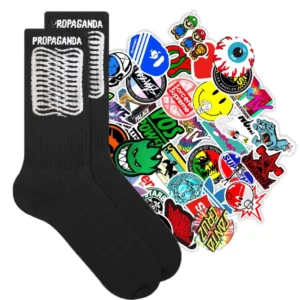PROPAGANDA calzini ribs socks black + 10 stickers casuali