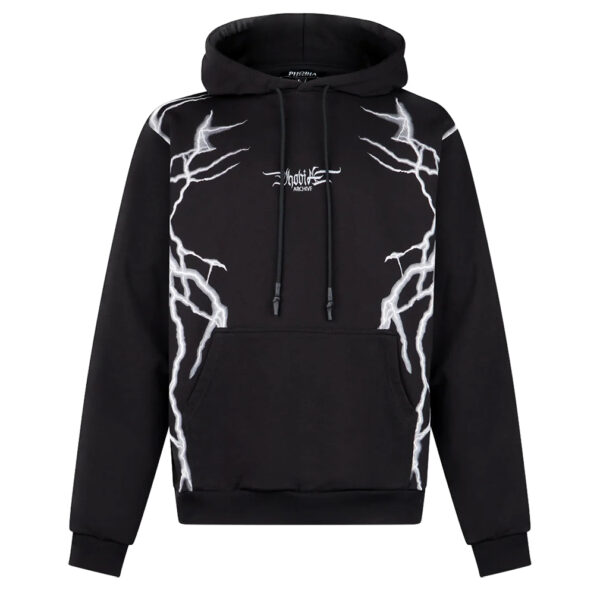 PHOBIA felpa con cappuccio fulmini black with grey new lightning - immagine 4