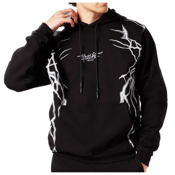 PHOBIA felpa con cappuccio fulmini black with grey new lightning