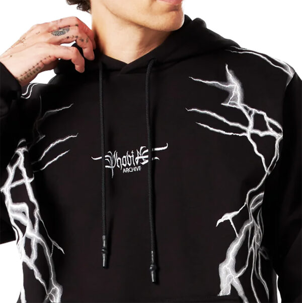 PHOBIA felpa con cappuccio fulmini black with grey new lightning - immagine 2
