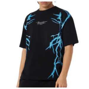 PHOBIA ARCHIVE t-shirt fulmini laterali black light blue new lightning