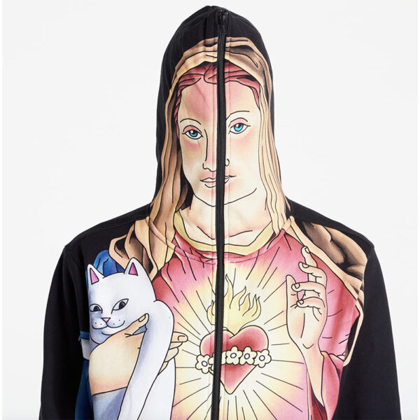 RIPNDIP felpa con cappuccio full zip mother mary black multi - immagine 3