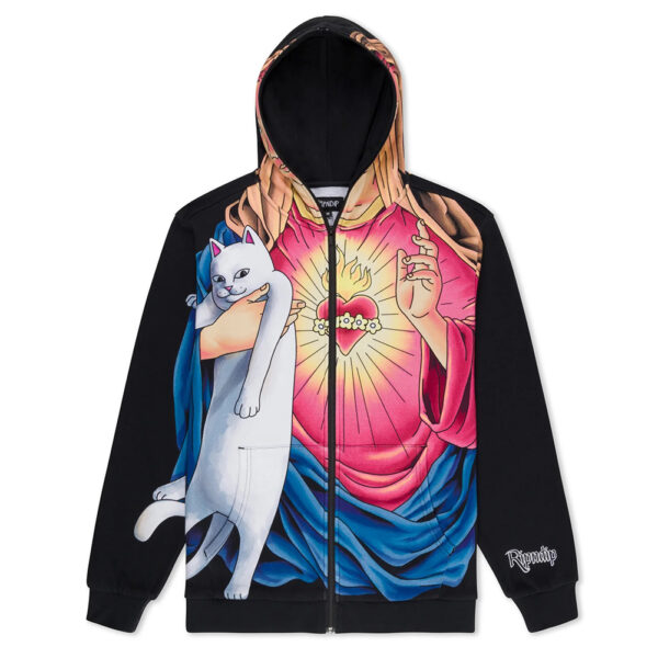 RIPNDIP felpa con cappuccio full zip mother mary black multi