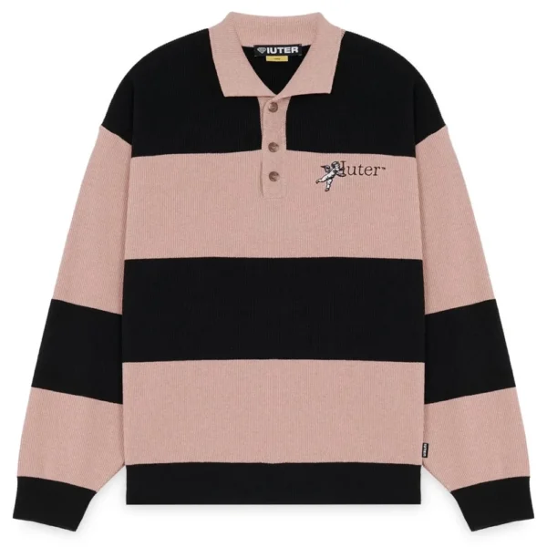IUTER polo knit jumper heart souls a bande black dark pink
