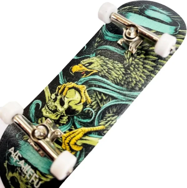 FINGER SKATE PROFESSIONALE hawk & skull deck in legno e 20 stickers skate - immagine 3