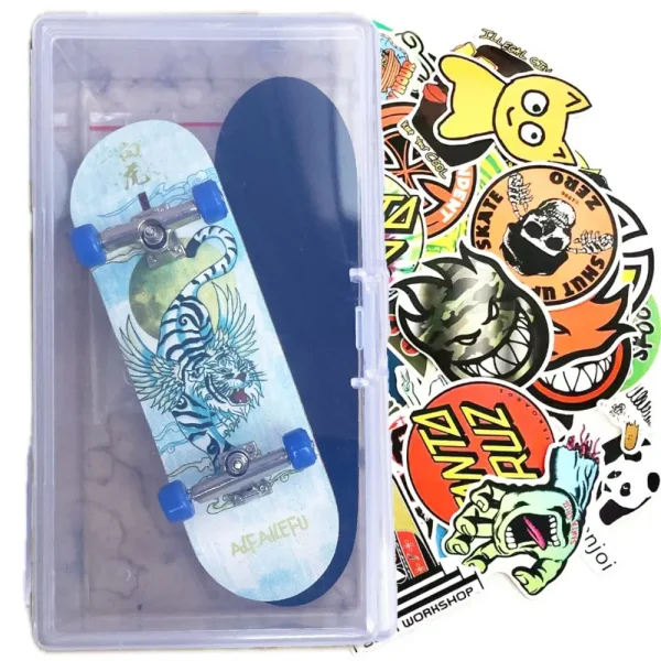 FINGER SKATE PROFESSIONALE tiger wings deck in legno e 20 stickers skate - immagine 2