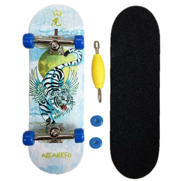 FINGER SKATE PROFESSIONALE tiger wings deck in legno e 20 stickers skate - immagine 3