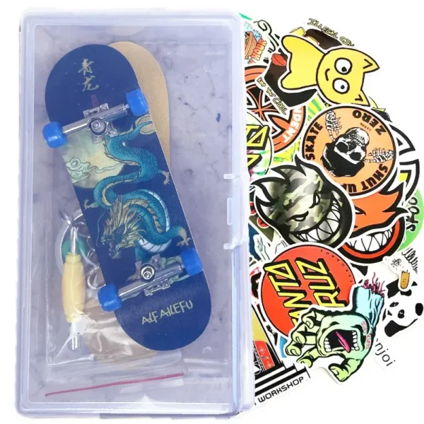 FINGER SKATE PROFESSIONALE hawk & skull deck in legno e 20 stickers skate - immagine 4
