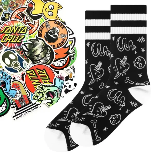 AMERICAN SOCKS CALZINI TUBOLARI MID MANGUL + 10 stickers skateboard