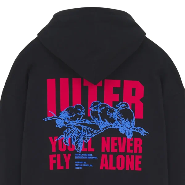 IUTER felpa con cappuccio never alone hoodie black - immagine 3