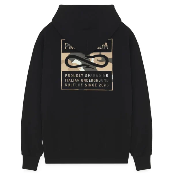 PROPAGANDA felpa con cappuccio ZIP label camo black