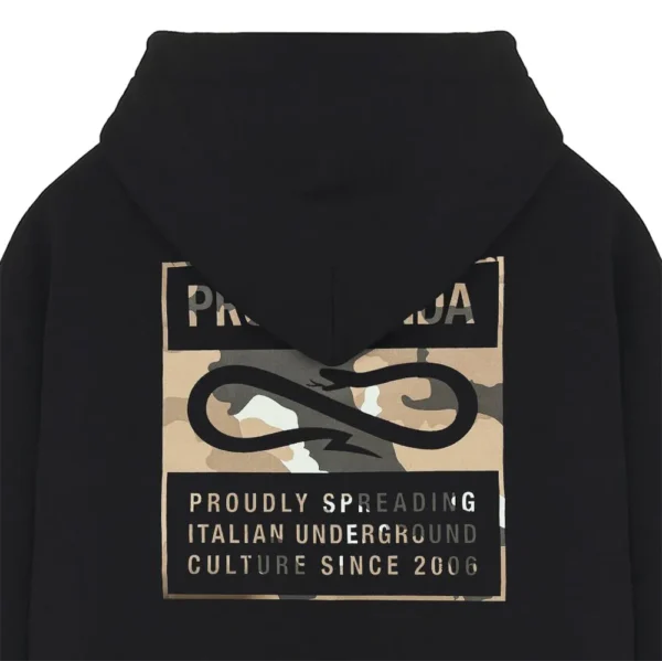 PROPAGANDA felpa con cappuccio ZIP label camo black - immagine 3