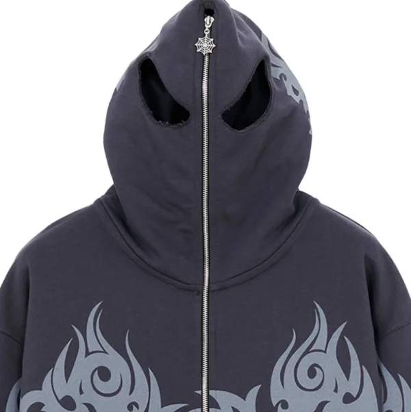 OCTOPUS felpa con cappuccio Tribal skull FULL ZIP hoodie SS25 asphalt - immagine 5