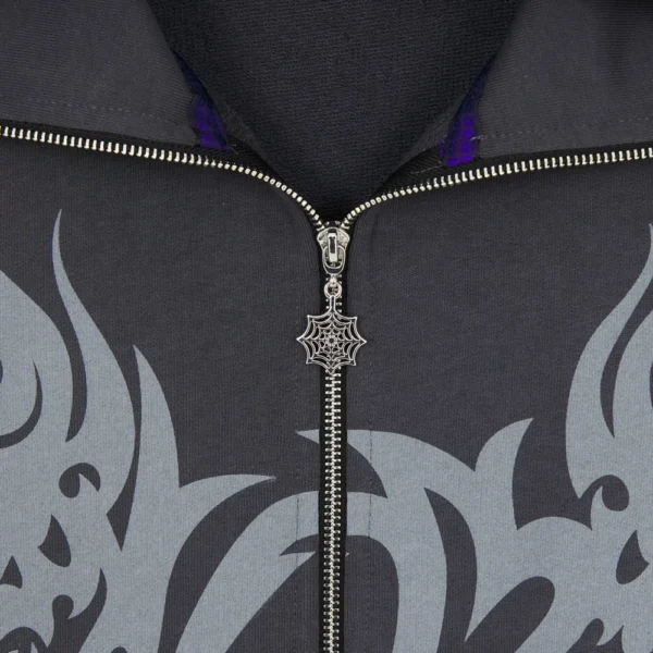 OCTOPUS felpa con cappuccio Tribal skull FULL ZIP hoodie SS25 asphalt - immagine 4