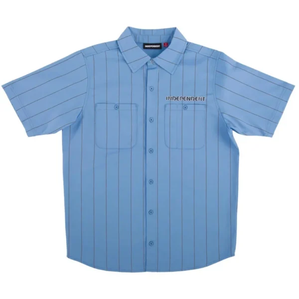 INDEPENDENT camicia manica corta union work shirt strips blue