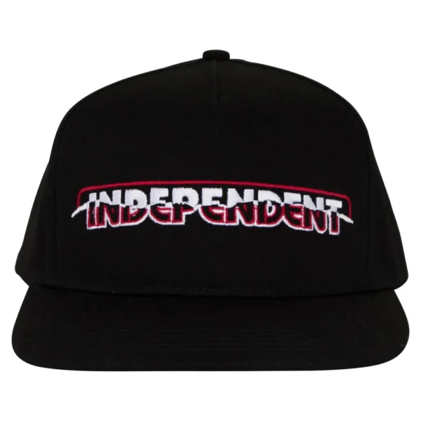 INDEPENDENT cappellino visiera piatta snap back ripped ricamo black