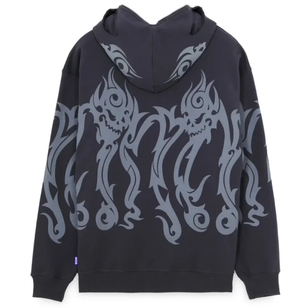 OCTOPUS felpa con cappuccio Tribal skull FULL ZIP hoodie SS25 asphalt - immagine 3