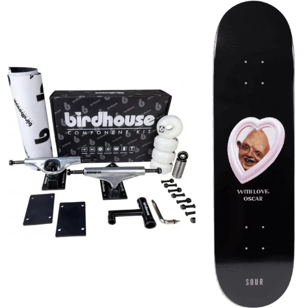 SKATEBOARD COMPLETO DA ASSEMBLARE CON KIT BIRDHOUSE & TAVOLA Sour 8.25" e stickers