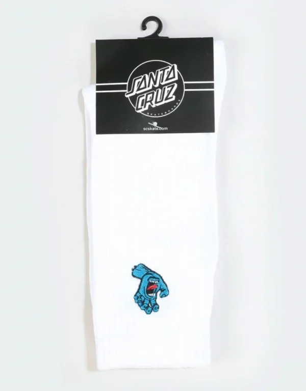 SANTA CRUZ CALZINI Mini screaming hand white & 20 stickers skateboard - immagine 3