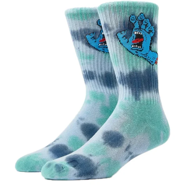 SANTA CRUZ CALZINI screaming hand tie dye blue & 20 stickers skateboard - immagine 2