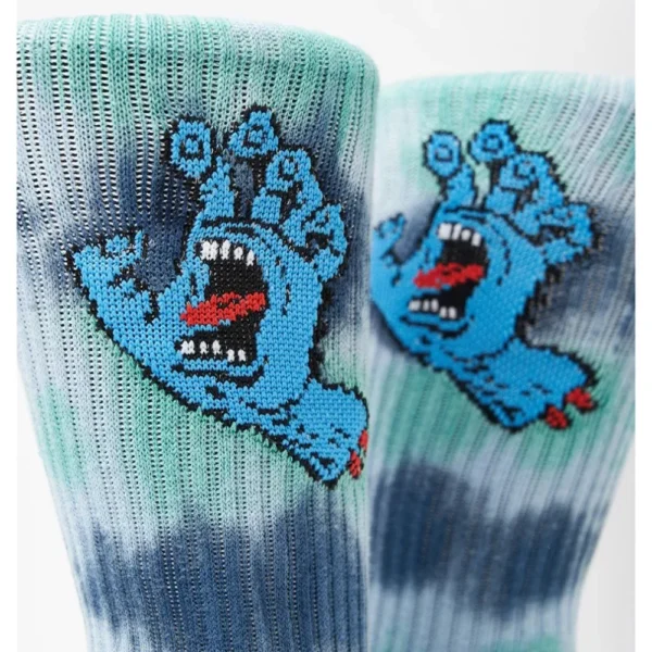 SANTA CRUZ CALZINI screaming hand tie dye blue & 20 stickers skateboard - immagine 4