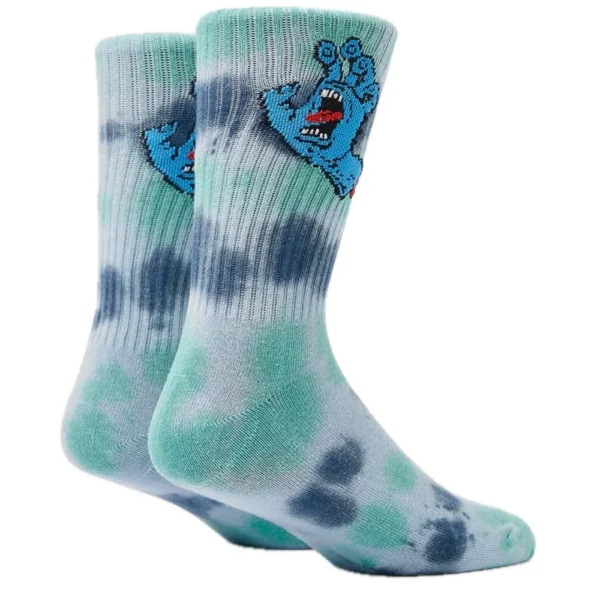 SANTA CRUZ CALZINI screaming hand tie dye blue & 20 stickers skateboard - immagine 3