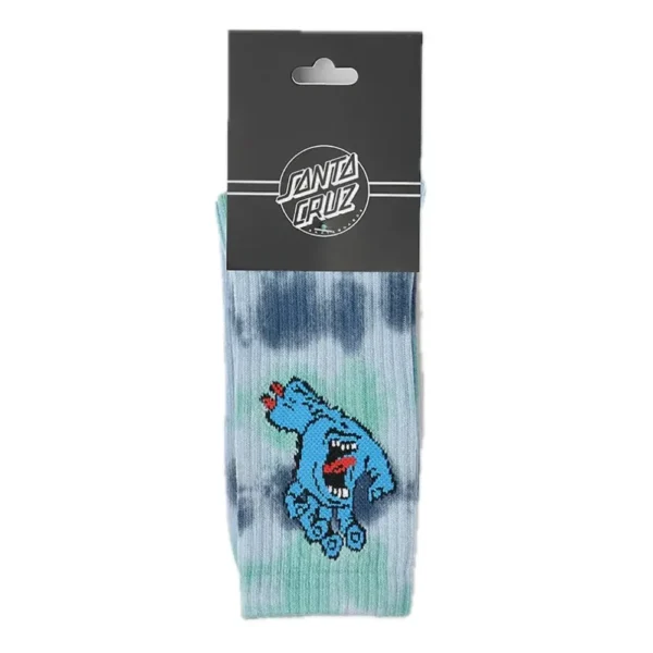 SANTA CRUZ CALZINI screaming hand tie dye blue & 20 stickers skateboard - immagine 5