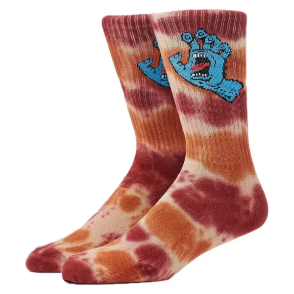 SANTA CRUZ CALZINI screaming hand tie dye red black & 20 stickers skateboard - immagine 2