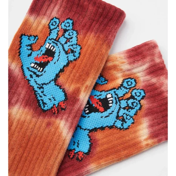 SANTA CRUZ CALZINI screaming hand tie dye red black & 20 stickers skateboard - immagine 3