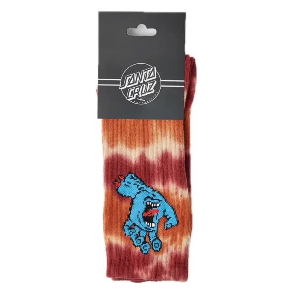 SANTA CRUZ CALZINI screaming hand tie dye red black & 20 stickers skateboard - immagine 4