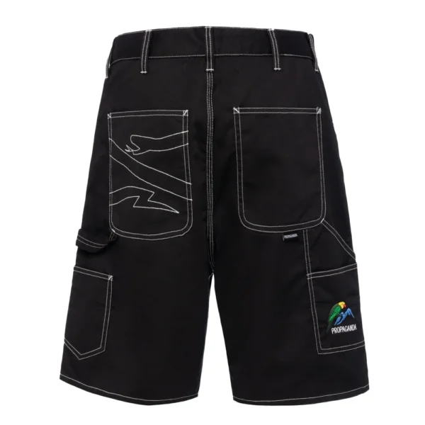 Propaganda short jeans perico black embroidered