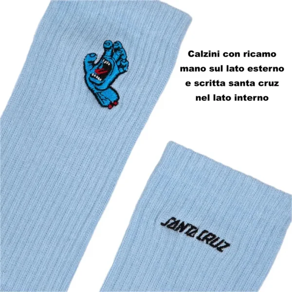 SANTA CRUZ CALZINI Mini screaming hand azzurro & 20 stickers skateboard - immagine 3