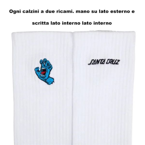 SANTA CRUZ CALZINI Mini screaming hand white & 20 stickers skateboard - immagine 4