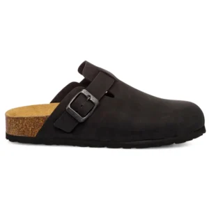 DAISY Ciabatte Sabot Donna in Pelle scamosciata con Fibbia e Sottopiede soft - nero