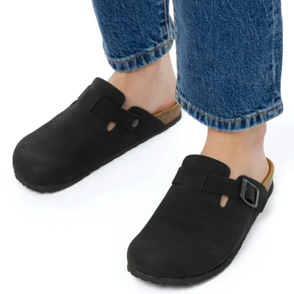 DAISY Ciabatte Sabot Donna in Pelle scamosciata con Fibbia e Sottopiede soft - nero - immagine 3