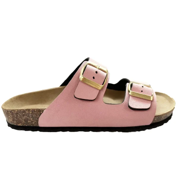 BIOMODEX Ciabatte sandali Donna PRINCESS ECOPelle doppia Fibbia e Sottopiede Anatomico BIRK - ROSA - immagine 2