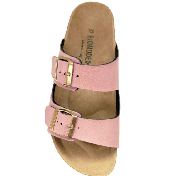BIOMODEX Ciabatte sandali Donna PRINCESS ECOPelle doppia Fibbia e Sottopiede Anatomico BIRK - ROSA - immagine 3