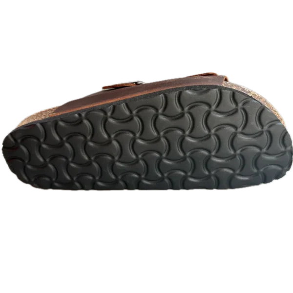 BIOMODEX CIABATTE ciabatte con borchie DONNA in vera pelle ingrassata BIGQUEEN doppia fibbia suola anatomica BIRK - CUOIO - immagine 7